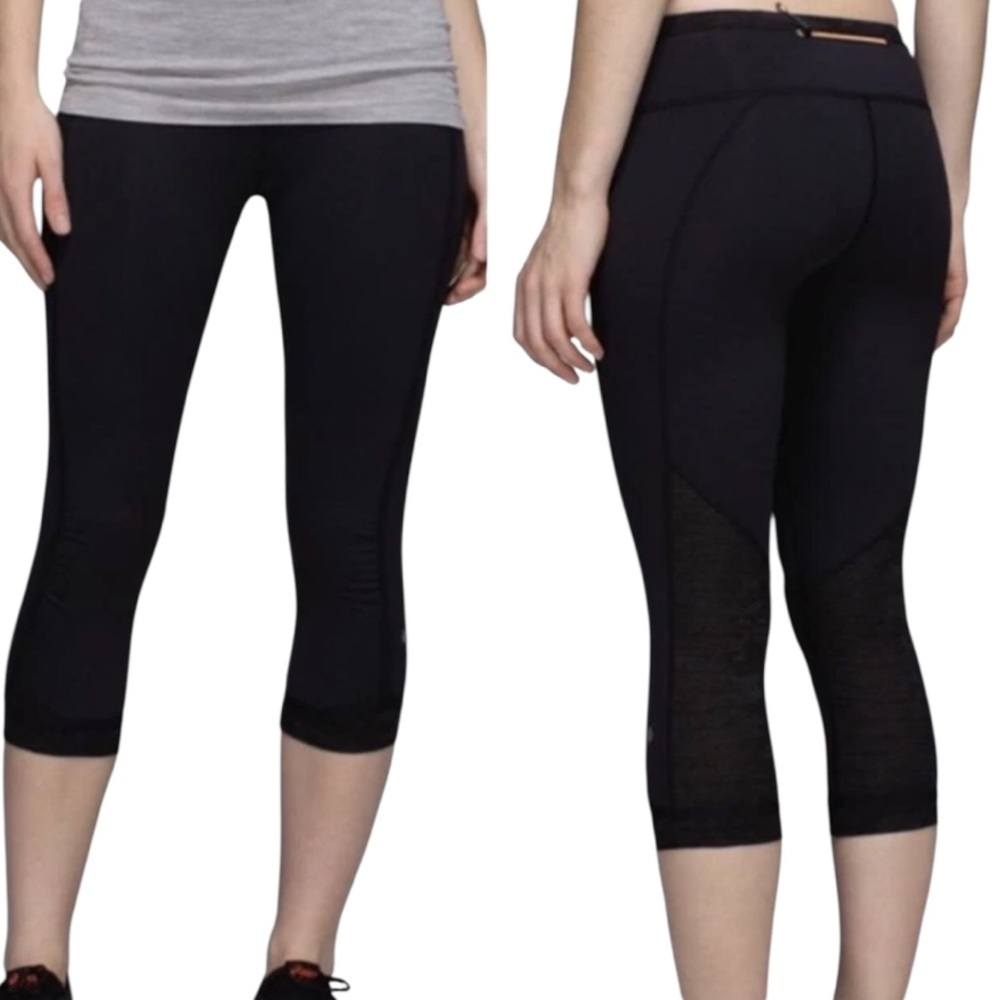 Lululemon Run For Days Crop Legging Black Camo 8 Running Training Gym